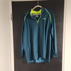 Under Armour Men's Teal and Neon Yellow Performance 1/4 Zip